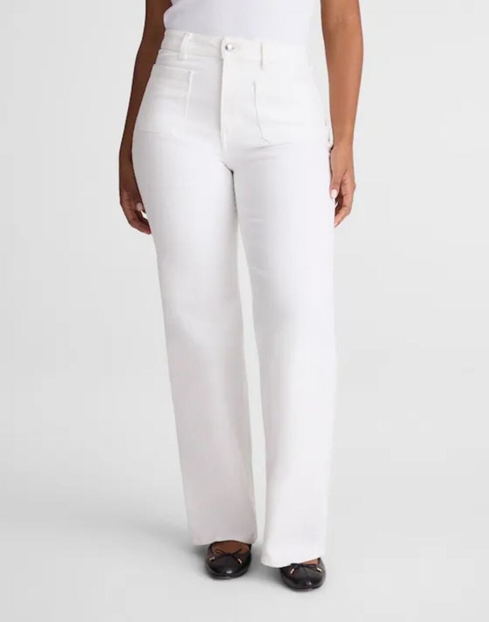 Madewell Women’s 31 x 31 Jeans Curvy Emmy Wide Leg White Stretch Denim High Rise